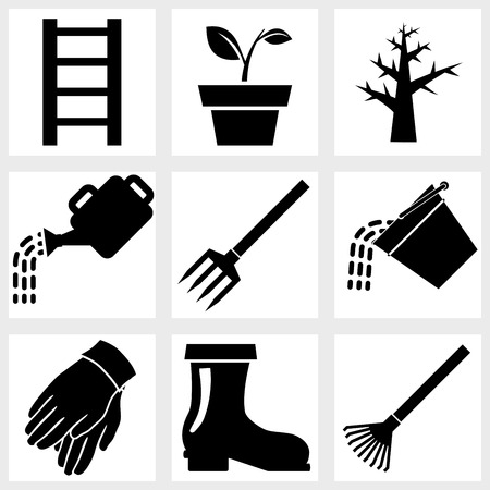 Garden icons black vector plant tools farmのイラスト素材
