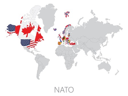 Nato on world map on white backgroundのイラスト素材