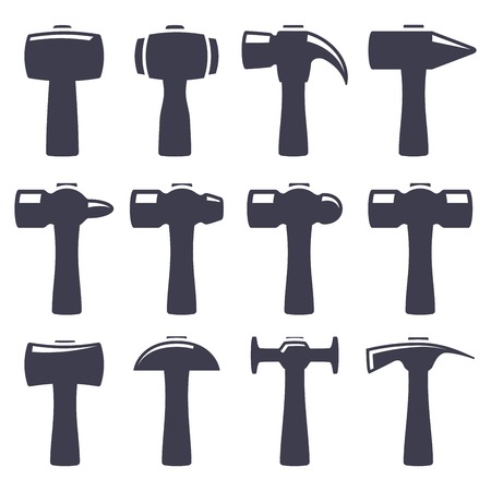 Set of icons of hammers on white backgroundのイラスト素材