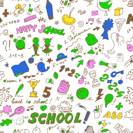 School seamless pattern vector black set on backgroundのイラスト素材
