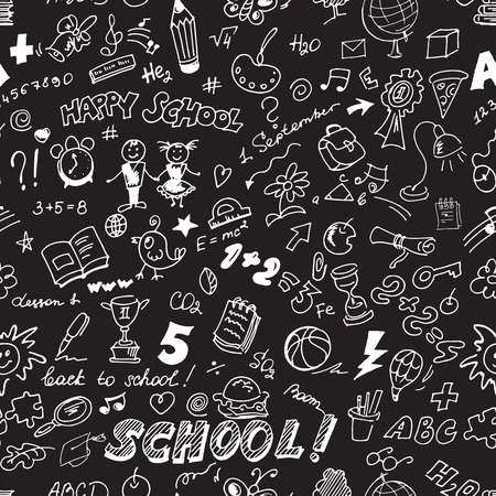 School seamless pattern vector black set on backgroundのイラスト素材