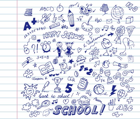 School pattern vector black set on backgroundのイラスト素材