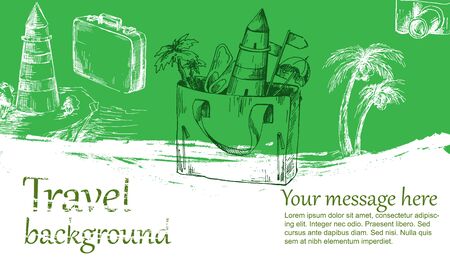 Travel background color. Sketch converted to vectors.のイラスト素材