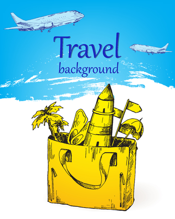 Travel background color. Sketch converted to vectors.のイラスト素材