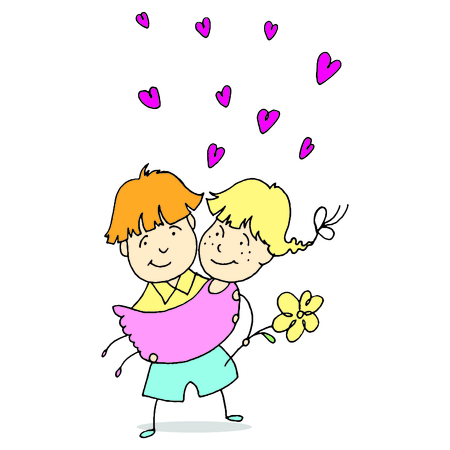 Young couple spends time together. Design for valentinesのイラスト素材