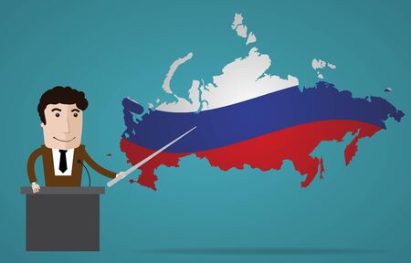 smiling businessman shows up on the flag of the countryのイラスト素材