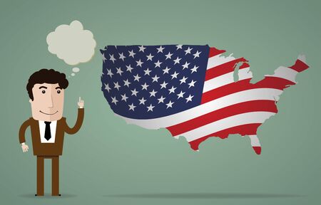 smiling businessman shows up on the flag of the countryのイラスト素材