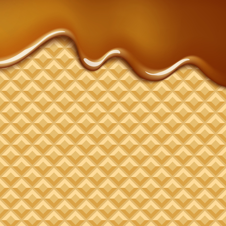 vector background with melting chocolate on waferのイラスト素材