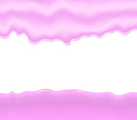 Milk, yogurt, cream or juice splashing. Pink smudges splashes drops on blue background. illustrationのイラスト素材