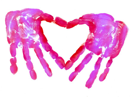 HandPrint in the form of Loveの写真素材