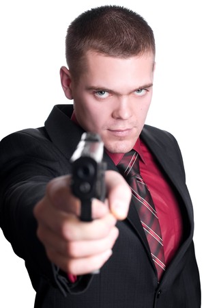 businessman with gunの写真素材