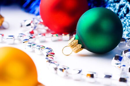 colorful Christmas baublesの写真素材