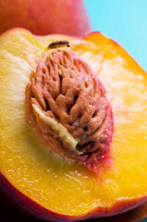 Ripe half peachの写真素材