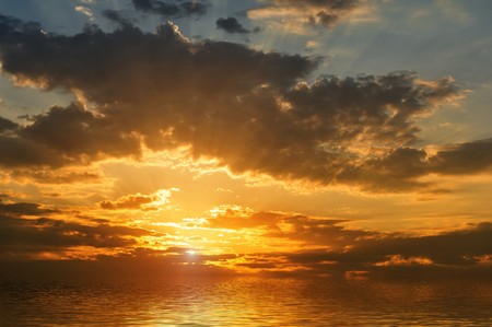 sunset in seaの写真素材