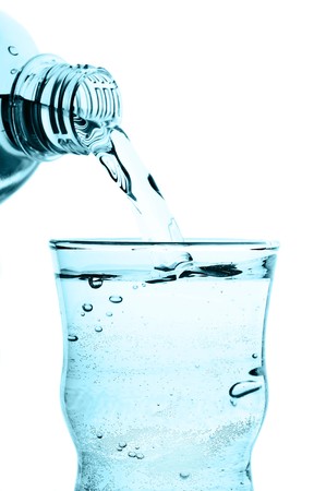 water pouring into glassの写真素材