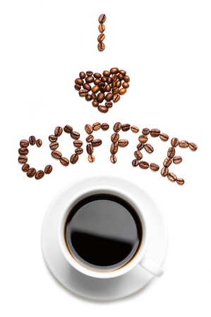 white cup with coffeeの写真素材