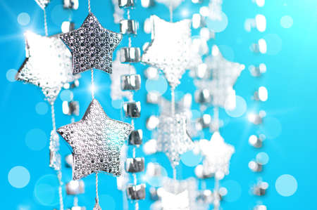 Christmas decoration with silver starsの写真素材