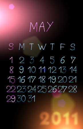 Abstract illustration of the vertical calendar for 2011 year created with light. May.の写真素材
