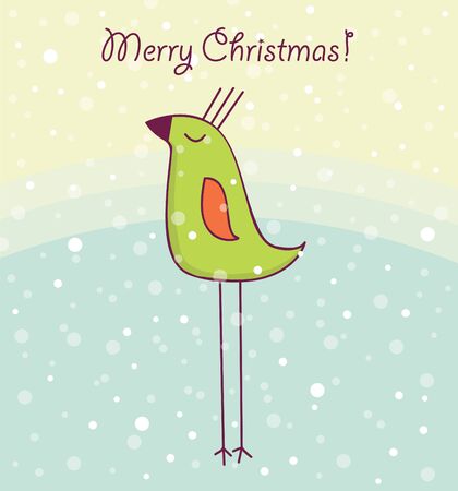 Christmas card with happy birdのイラスト素材