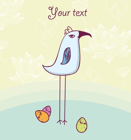 Cute bird with eggsのイラスト素材