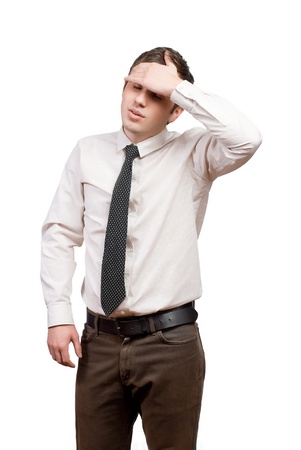 a young man suffering from headacheの写真素材