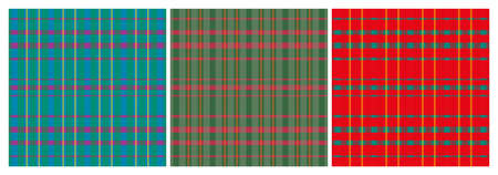 Set of repeat plaid patterns. Vector illustration.
