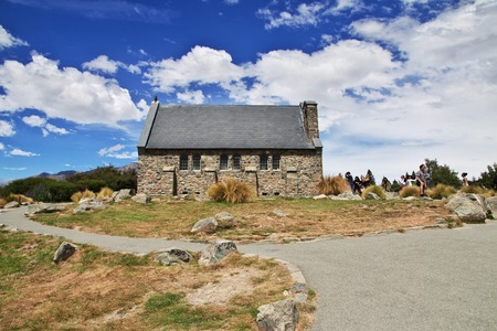 Churh close Tekapo lake, New Zealandの写真素材
