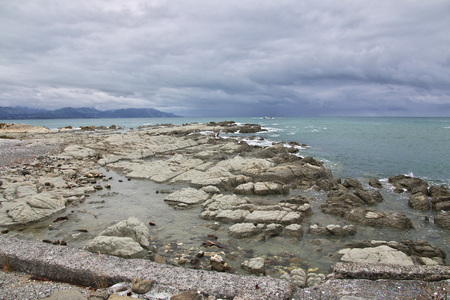 Village Kaikoura on South Island, New Zealandの写真素材