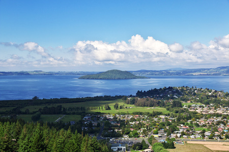 Rotorua city by the lake, New Zealandの写真素材