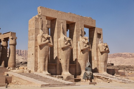 The ancient temple of Ramesseum in Luxor, Egyptの写真素材