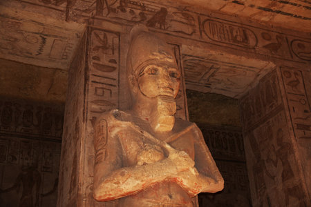 Abu Simbel, Egypt - 25 Feb 2017. Frescos in temple Abu Simbel