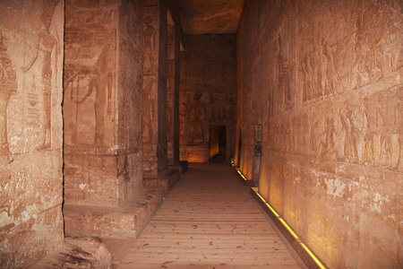 Abu Simbel, Egypt - 25 Feb 2017. Frescos in temple Abu Simbelのeditorial素材