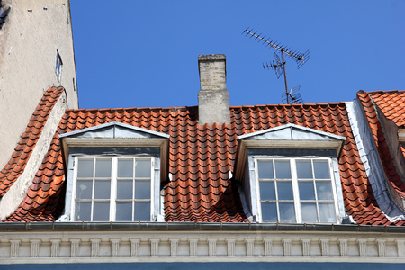The roof of building in Copenhagen city, Denmarkの写真素材