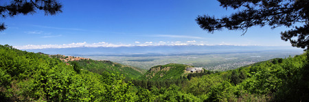 The view on Signagi and Alazani valley, Georgiaの写真素材