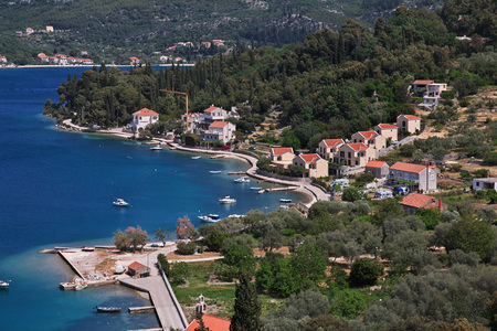 Small village on coast of the Adriatic sea, Croatiaの写真素材