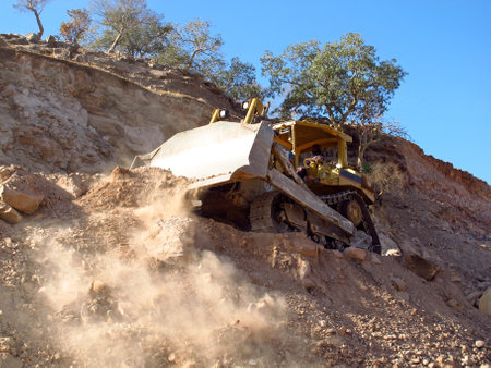 Axum, Ethiopia - 03 Jan 2012. The repairing a road in Simeon mountains, Ethiopiaのeditorial素材