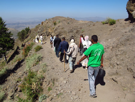 Lalibela, Ethiopia - 06 Jan 2012. Some people in Lalibela city, Ethiopiaのeditorial素材