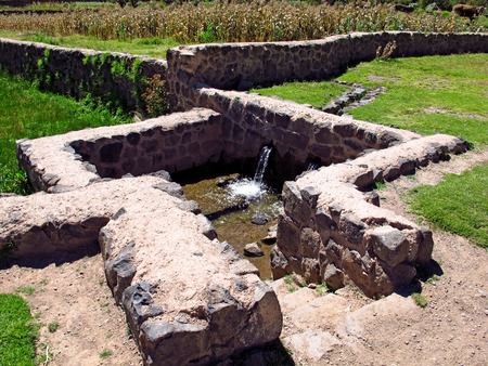 Ruins of Inca city on Altiplano, Peruの写真素材