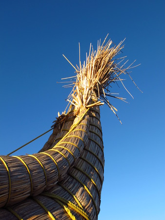 Boat on lake Titicaca in Andes, Boliviaの写真素材