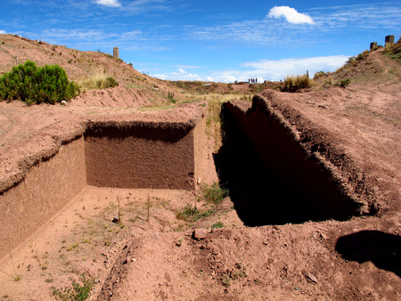 Tiwanaku ruins in Bolivia, South Americaの写真素材