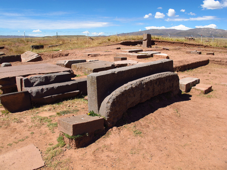 Tiwanaku ruins in Bolivia, South Americaの写真素材