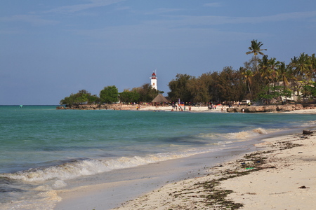The Lighthouse on Nungwi beach of Zanzibar, Tanzaniaの写真素材