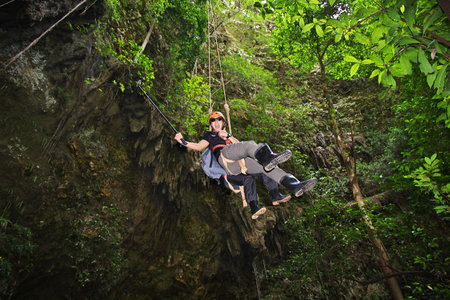 Jomblang, Indonesia - 01 Aug 2016. Jomblang cave near Yogyakarta city, Java, Indonesiaのeditorial素材