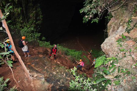 Jomblang, Indonesia - 01 Aug 2016. Jomblang cave near Yogyakarta city, Java, Indonesiaのeditorial素材