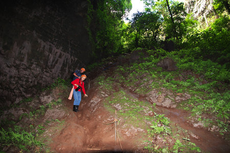 Jomblang, Indonesia - 01 Aug 2016. Jomblang cave near Yogyakarta city, Java, Indonesiaのeditorial素材