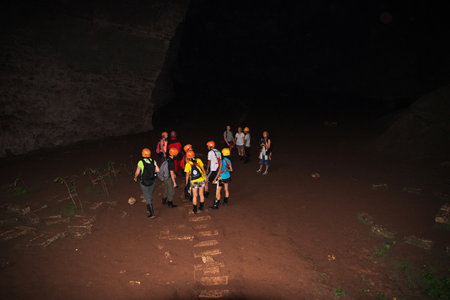 Jomblang, Indonesia - 01 Aug 2016. Jomblang cave near Yogyakarta city, Java, Indonesiaのeditorial素材