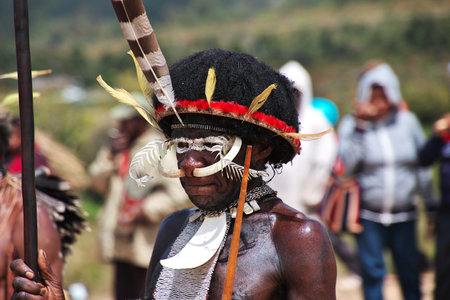 Wamena/Papua, Indonesia - 08 Aug 2016. National festival of local tribes in Wamena city, Papua