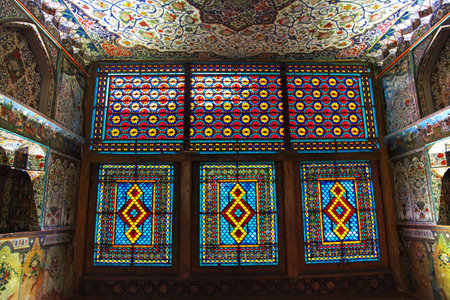 Sheki, Azerbaijan - 12 Jul 2013. The Khan's Palace in Sheki city, Azerbaijanのeditorial素材