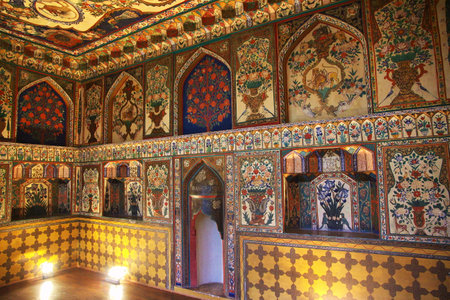Sheki, Azerbaijan - 12 Jul 2013. The Khan's Palace in Sheki city, Azerbaijanのeditorial素材