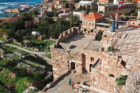 Byblos, Lebanon - 02 Jan 2018. Ancient roman ruins in Byblos, Lebanonのeditorial素材